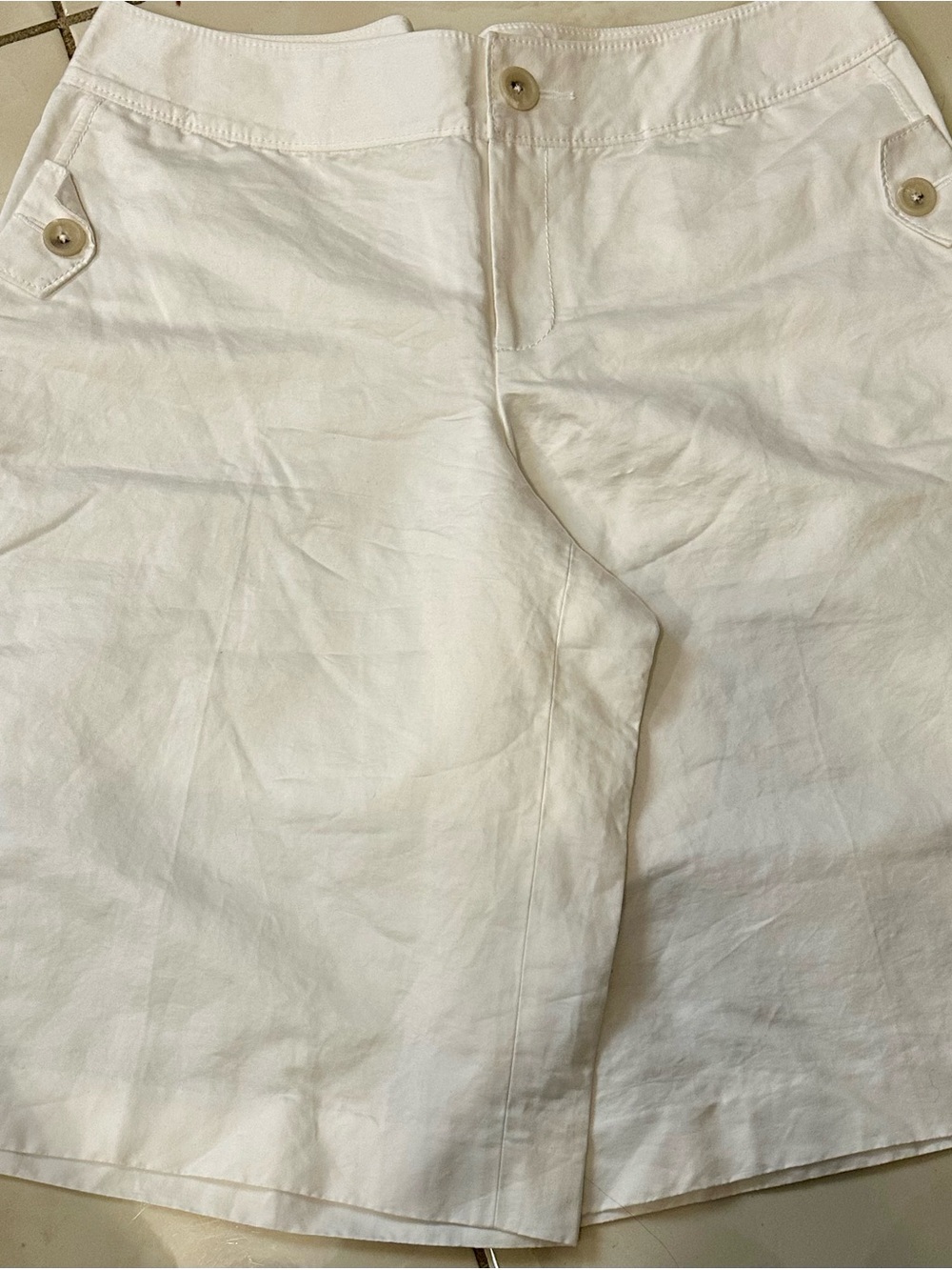 Banana Republic Cream Cotton-Blend Skirt with Button Detail